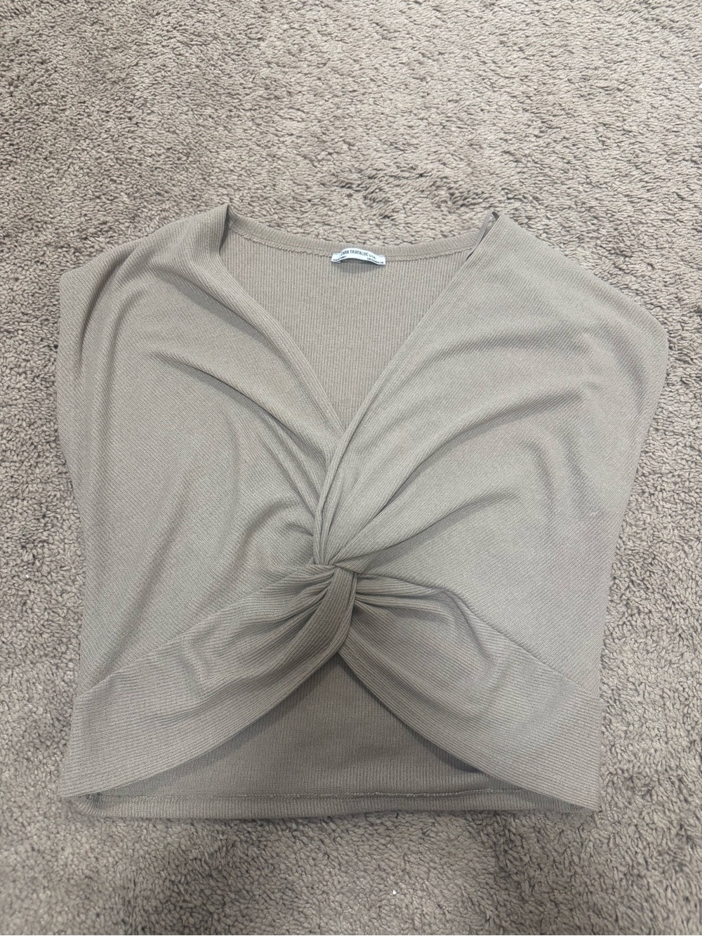 Zara Twist-Front Sleeveless Top - Taupe
